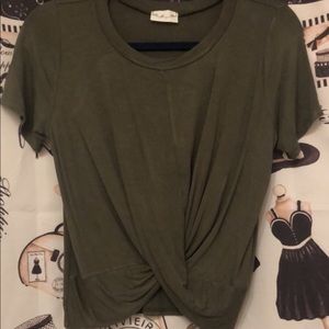 Never Worn Olive Green Wrap Front T Shirt
